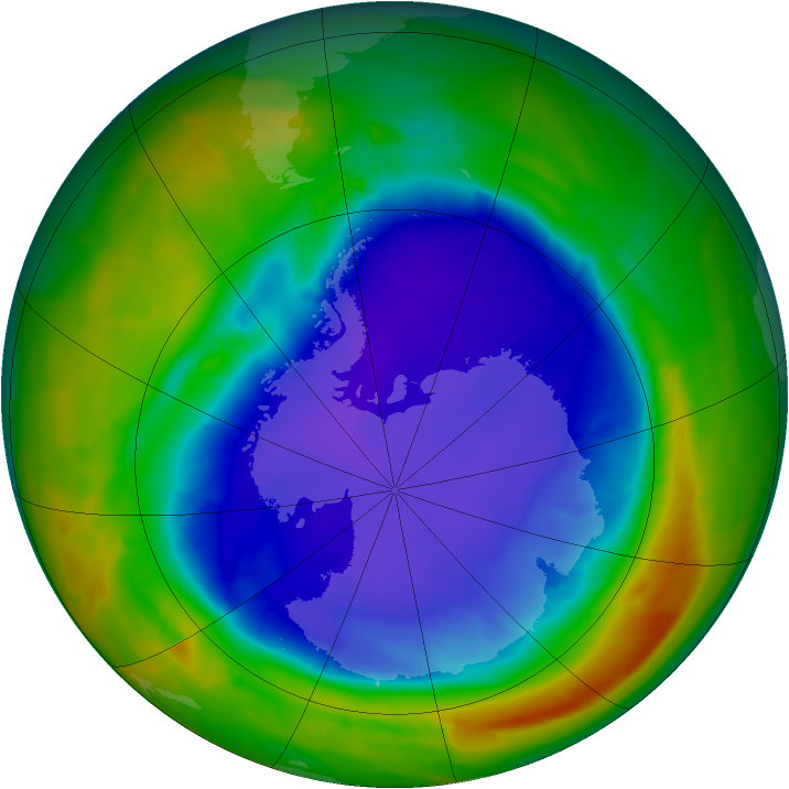 Antarctic ozone map for 22 September 2014